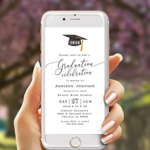 Electronic graduation invitation template Grad celebration e-invite Class of 2026 Digital download Templett MyGrdt31 image 2