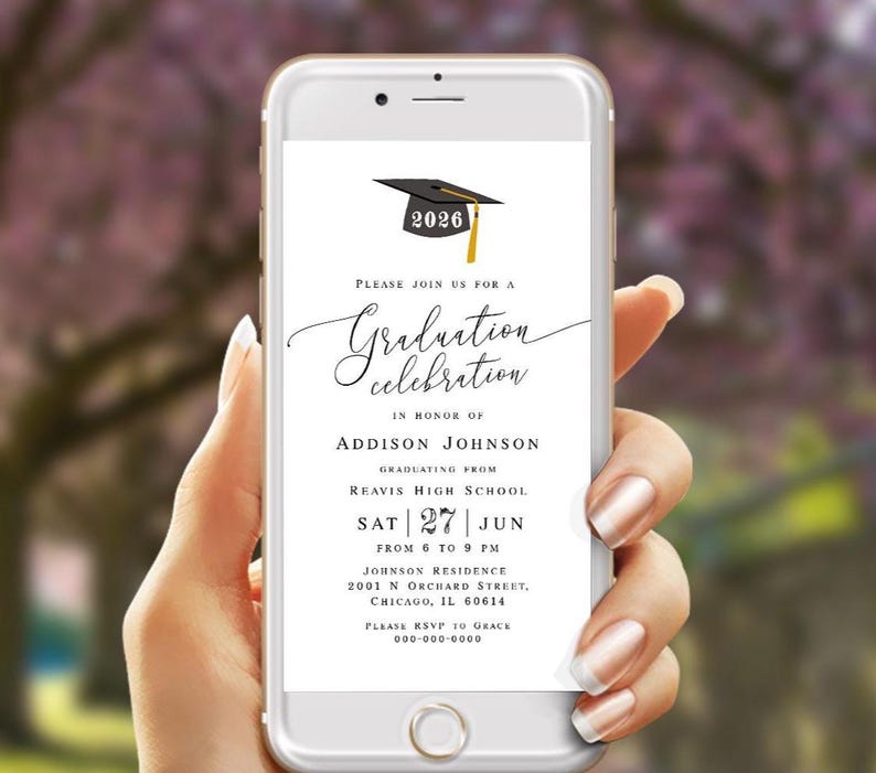 Electronic graduation invitation template Grad celebration e-invite Class of 2026 Digital download Templett MyGrdt31 image 2