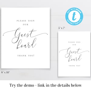 Please Sign Our Guest Board Sign Printable Editable Wedding Sign ...