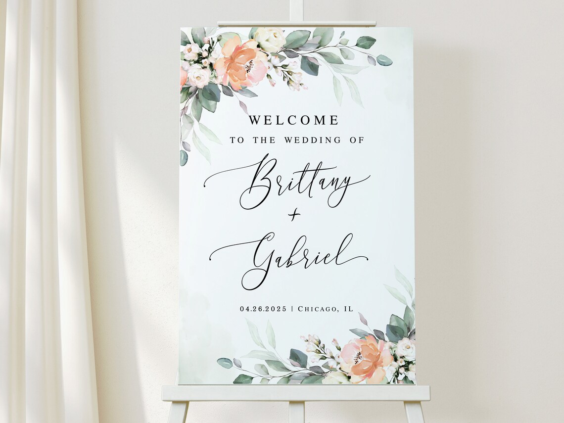 Welcome sign Editable template Rust & sage wedding Welcome image 1