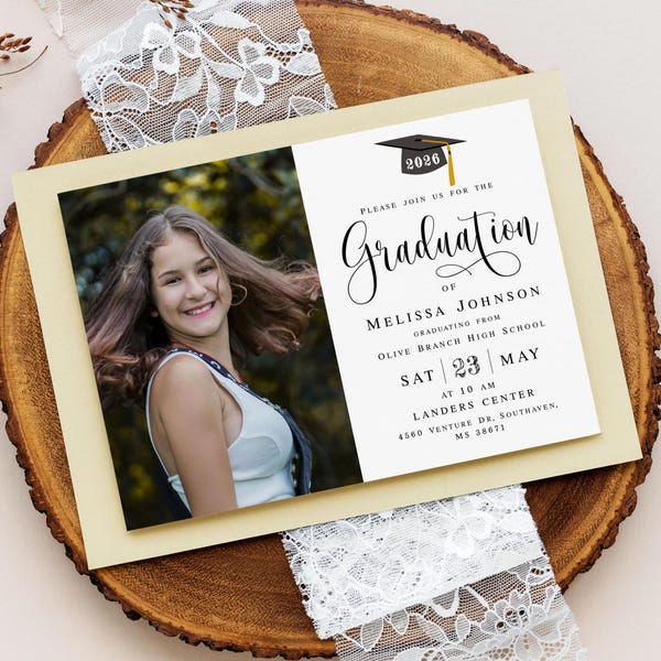 Photo graduation invitation template Grad party invite with picture Editable download Templett MyGrdt31