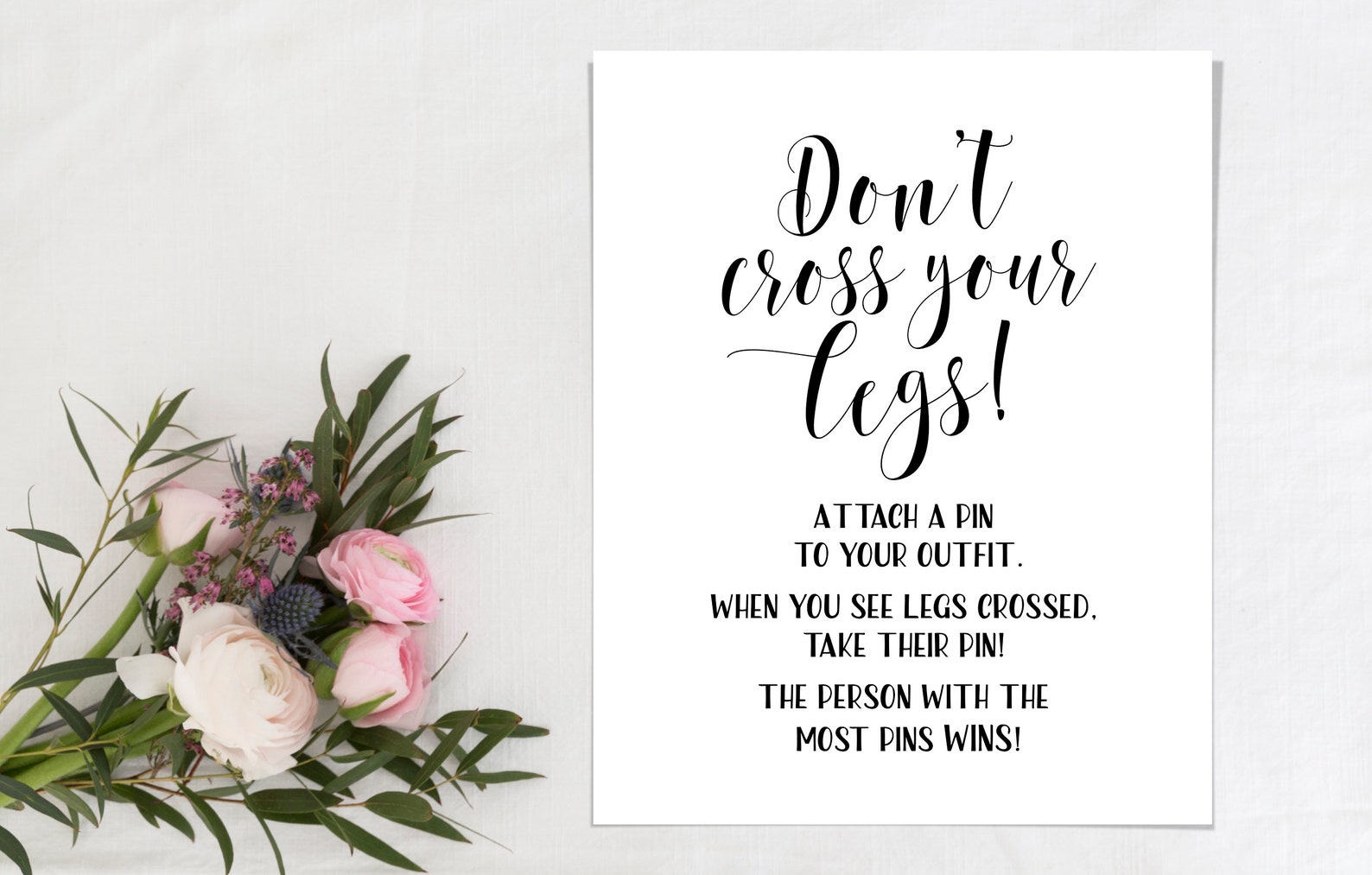 Don't cross your legs sign Baby shower games Baby shower | Etsy