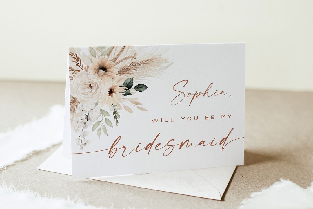 Bridal Proposal Card Editable Template Will You Be My - Etsy
