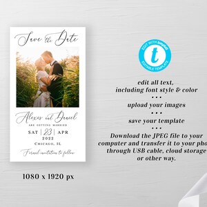 Electronic save the date Modern photo save the date Engagement Wedding announcement Minimalist save the date Download Templett wpalf-a91 image 2
