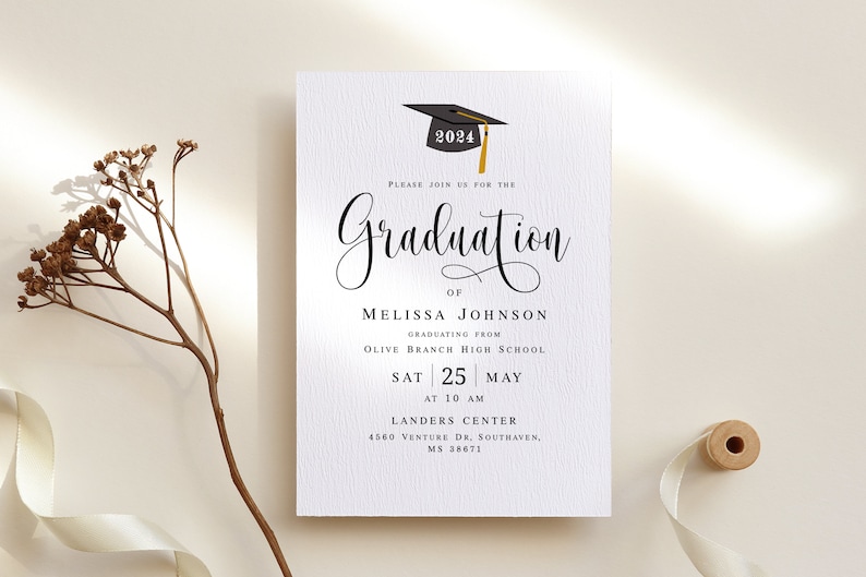 Graduation invitation template printable Editable Electronic graduation invite Grad announcement Class of 2024 College graduation Templett image 8