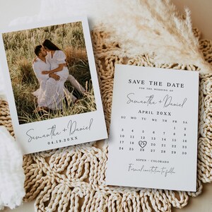 Photo calendar save the date template Editable calendar Modern photo save the date Printable Wedding announcement DIY Download FOCSO18 image 8