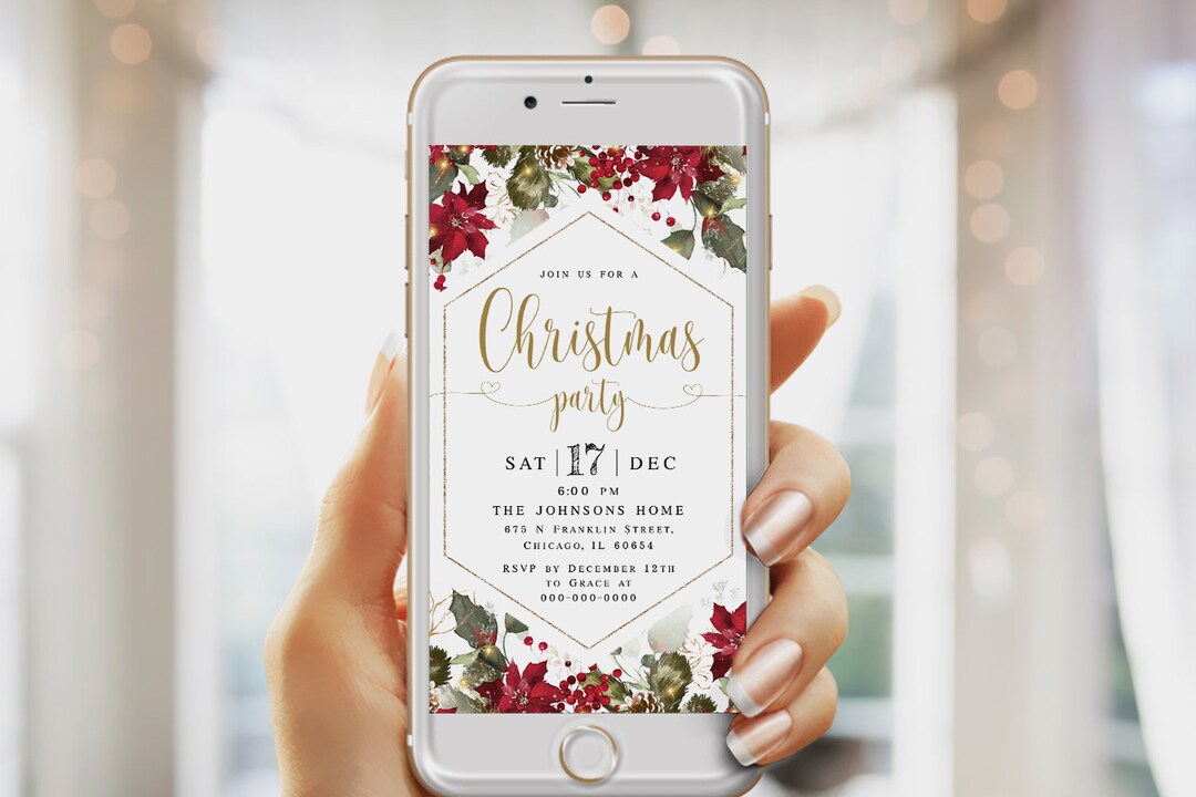 Electronic Christmas Party Invitation Editable Template Text Message