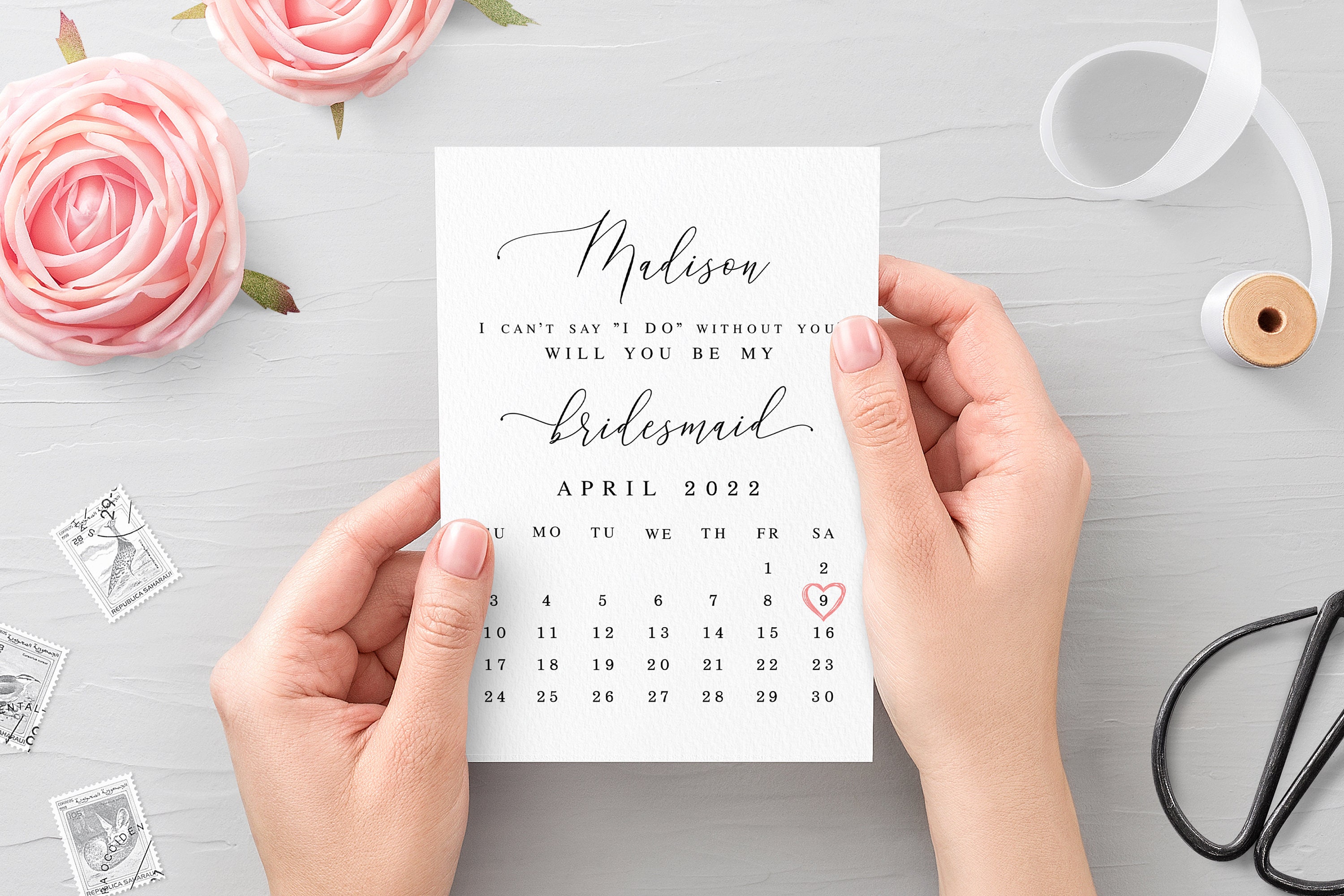 Calendar bridesmaid proposal card Fully editable template Will Etsy