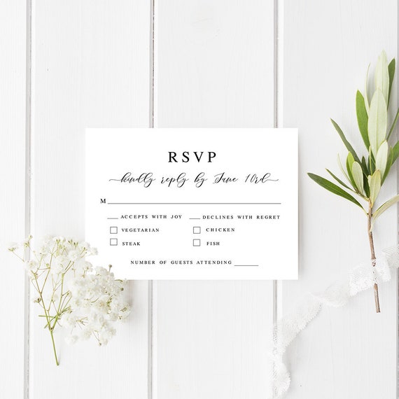 Wedding RSVP card Fully editable template Rehearsal dinner Etsy