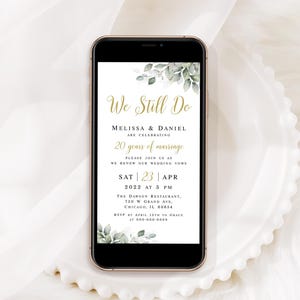 Electronic we still do invitation template Greenery wedding e-invite Wedding vow renewal invite Foliage Digital Download Edit with Templett image 8