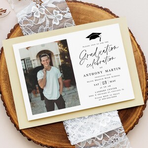 Graduation celebration invitation template Modern grad invite with photo Class of 2026 Download MyGrdt31 image 1
