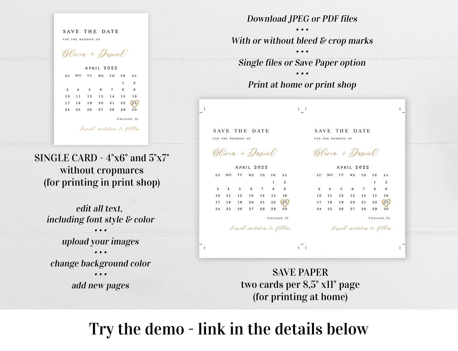 Save the Date Calendar Template Fully Editable Printable - Etsy