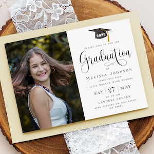 Photo graduation invitation template printable Editable Graduation invite with photo Class of 2025 Graduation party 2025 Download Templett