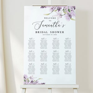 Small seating chart Welcome bridal shower Hens party poster Editable template Lavender wedding seating Printable Download Templett LaWed-A image 5