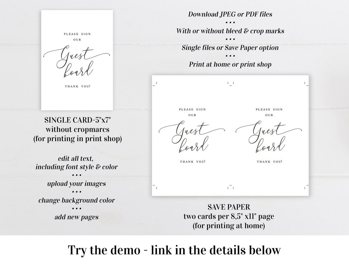 Please Sign Our Guest Board Sign Editable Template Wedding | Etsy
