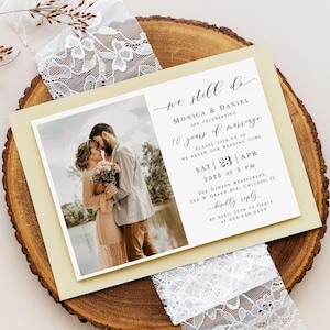 Modern wedding vow renewal invitation template Customizable invite with picture Digital download Templett LCF-WC21