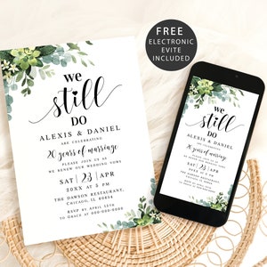 Eucalyptus We still do invitation template Editable invite printable Renewal of vows Greenery invite Digital DIY Download Templett SGWEUF2