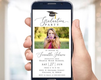 Electronic graduation invitation template with photo Customizable grad party e-invite Digital download Templett MyGrdt31
