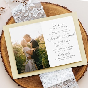 Reception party invitation template Happily Ever After invite Editable invite with picture Wedding photo invite Download Templett wpalf-a91