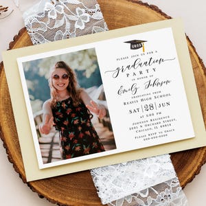 Graduation party invitation template Graduation invite with picture Grad announcement Class of 2025 Graduation 2025 Download Templett