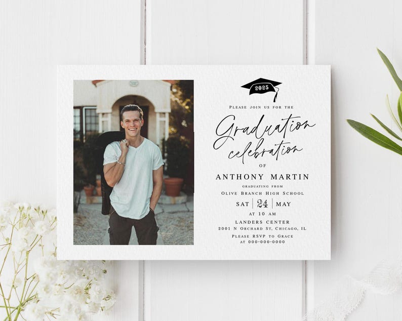 Graduation celebration invitation template Modern grad invite with photo Class of 2026 Download MyGrdt31 image 7