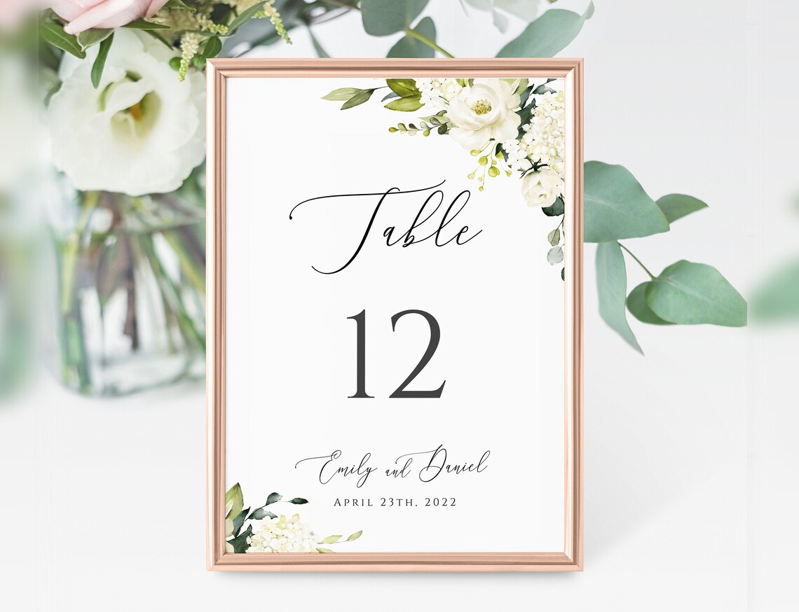 Table Numbers Template Fully Editable Printable Table Card Etsy