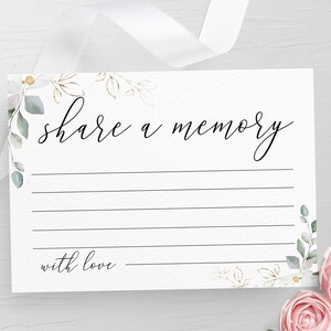 Gold foliage share a memory card Editable memory card template Printable funeral card Edit with Templett Digital DIY Download agflf10
