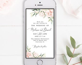 Hochzeit Einladungsvorlage Pink Roses Hochzeit elegant bearbeitbar Digital DIY Download Templett WSPR-A