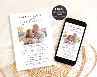 Modern photo invitation template printable Editable Electronic photo elopement invite Reception party Digital Download Templett wpalf-a91