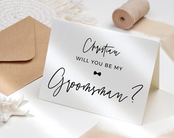 Minimalist groomsman proposal card template Editable Modern wedding proposal card printable Folded Digital DIY Download Templett FThf-L7