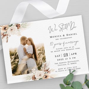 We still do invitation template Editable wedding invite with picture Wedding vow renewal Beige invite printable Download Templett BEGPRS25