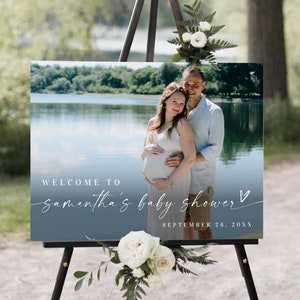 Baby shower welcome sign template Welcome sign with picture Landscape welcome sign Modern baby shower poster Download Templett SWC-BSM10