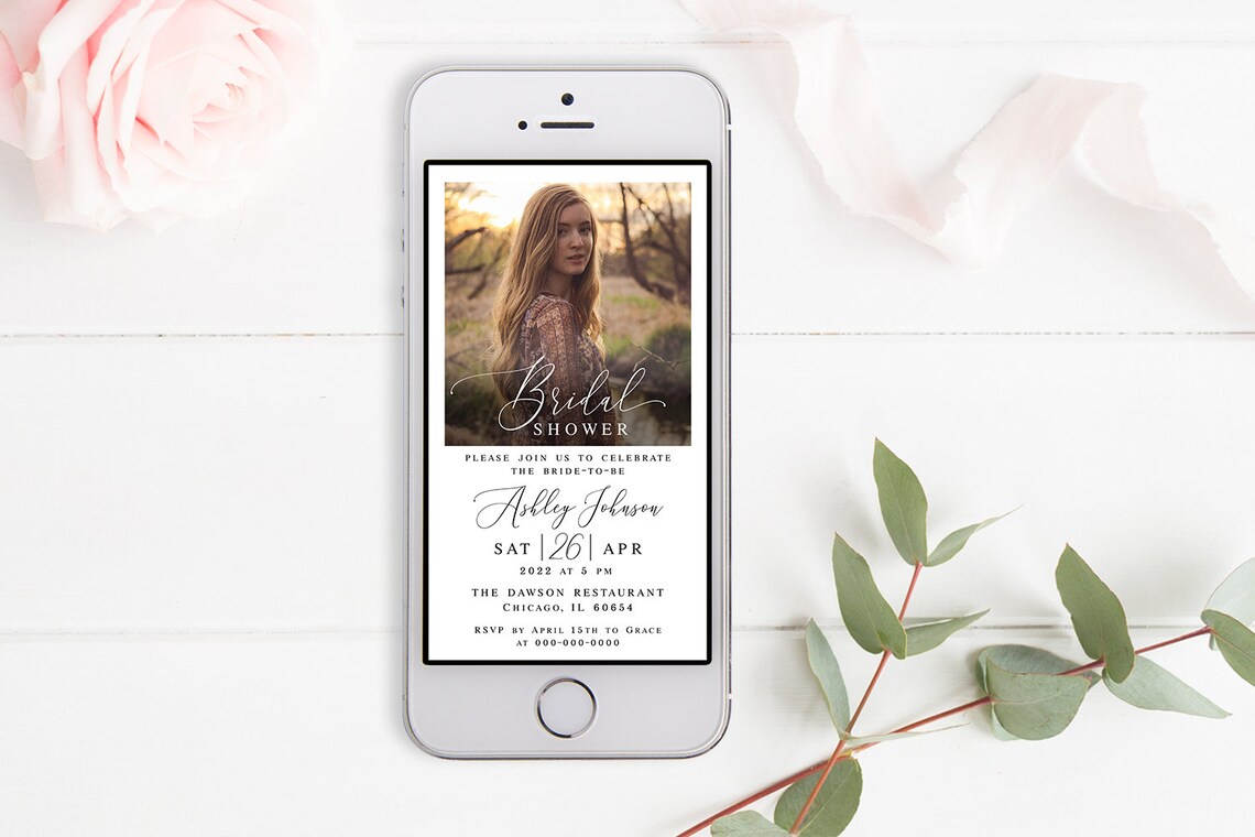 Electronic Bridal Shower Invitation Template Text Message Etsy