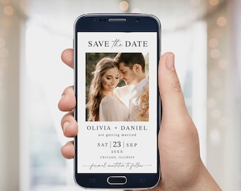 Electronic save the date Editing template Modern photo save the date Minimalist save the date Digital DIY Download Templett SWC-M10