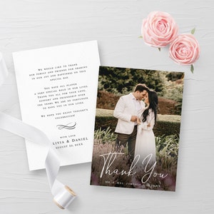 Wedding photo thank you card template Editable thank you card printable Modern photo thank you card Download Digital DIY Templett FOCSO18