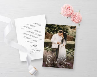 Wedding photo thank you card template Editable thank you card printable Modern photo thank you card Download Digital DIY Templett FOCSO18