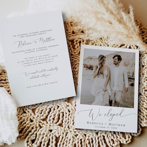 Photo elopement invitation template Elopement announcement We eloped invite with picture Customizable Download Edit with Templett wpalf-a91
