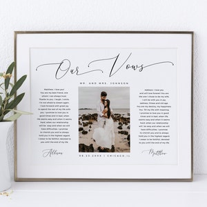Wedding vows with photo Editable Wedding vows keepsake Marriage poster Groom gift from bride on wedding day DIY Download Templett wpalf-a91