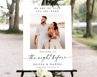 Rehearsal dinner welcome sign Editable template with photo The night before Download Templett SWC-M10