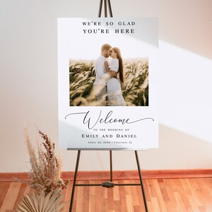 Modern wedding welcome sign template Customizable sign with photo Reception poster Download Templett wpalf-a91 image 7