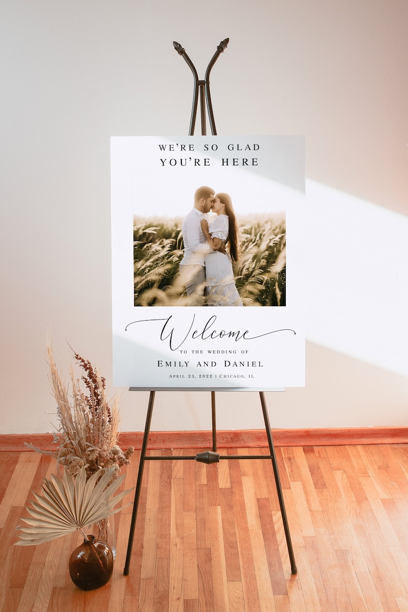 Modern wedding welcome sign template Customizable sign with photo Reception poster Download Templett wpalf-a91 image 7