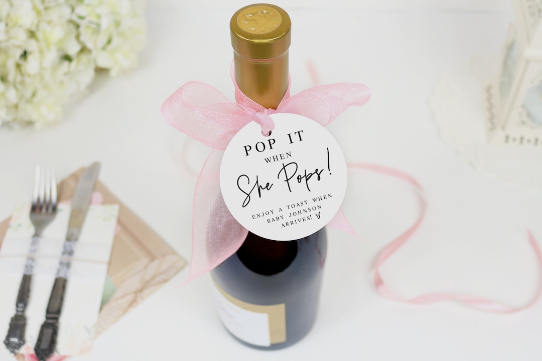 Pop It When She Pops Tag Editable Tag Template Baby Shower Mini ...