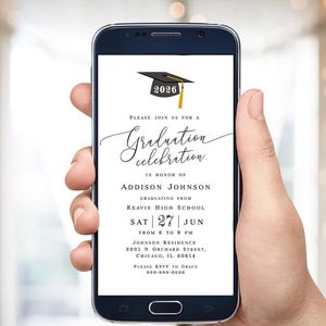 Electronic graduation invitation template Grad celebration e-invite Class of 2026 Digital download Templett MyGrdt31