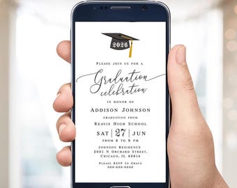 Modèle d'invitation électronique pour l'obtention du diplôme Invitation électronique pour la célébration de l'obtention du diplôme, promotion 2026, téléchargement numérique Templett MyGrdt31