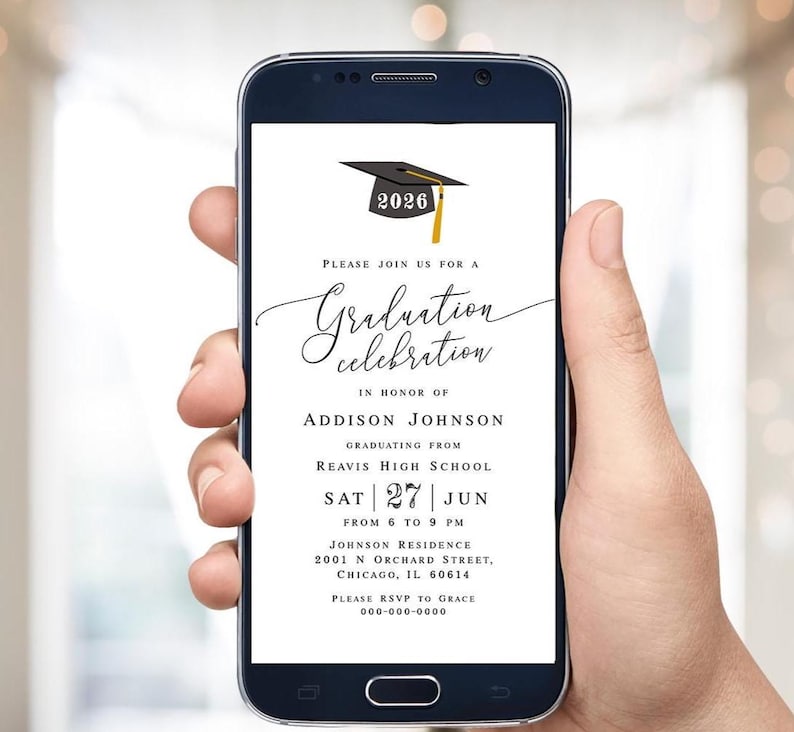 Electronic graduation invitation template Grad celebration e-invite Class of 2026 Digital download Templett MyGrdt31 image 1