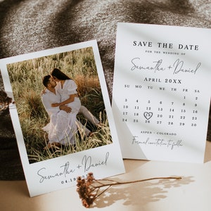 Photo calendar save the date template Editable calendar Modern photo save the date Printable Wedding announcement DIY Download FOCSO18 image 7