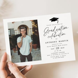 Graduation celebration invitation template Modern grad invite with photo Class of 2026 Download MyGrdt31 image 2