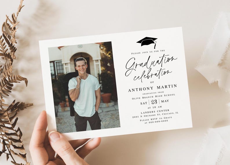 Graduation celebration invitation template Modern grad invite with photo Class of 2026 Download MyGrdt31 image 2