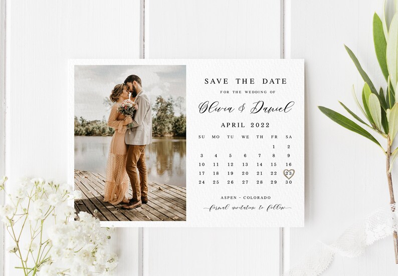 Calendar save the date Fully editable template With photo Wedding announcement Printable Download DIY personalized Templett #swc21 