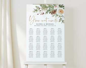 Winter wedding seating chart template Editable guest list Holiday seating chart printable Digital DIY Download Templett Wchwed-d2